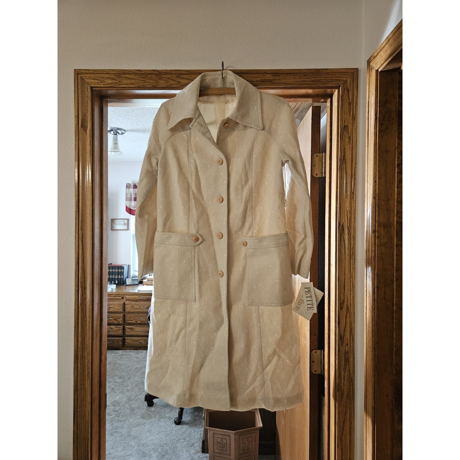 Vintage Jerold '60s / '70s Double Breasted Ivory Overcoat Trenchcoat Nwt Size 12